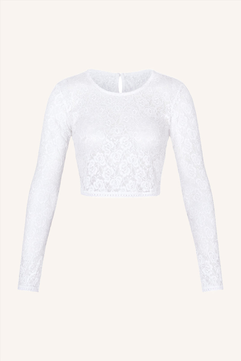 Long Sleeve Crop Top White