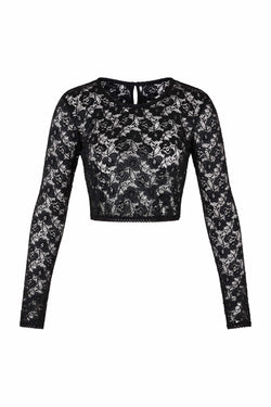 Mon Cheri XS / Black Long Sleeve Crop Top Black