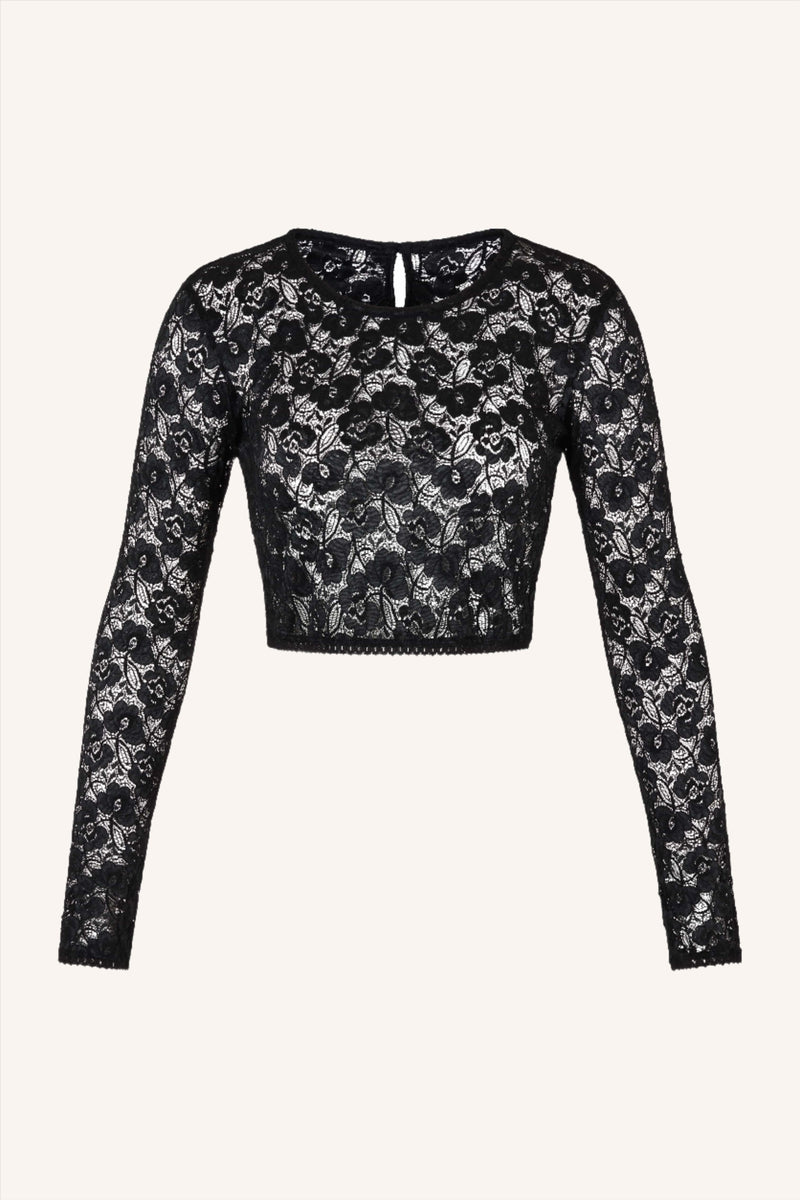 Long Sleeve Crop Top Black