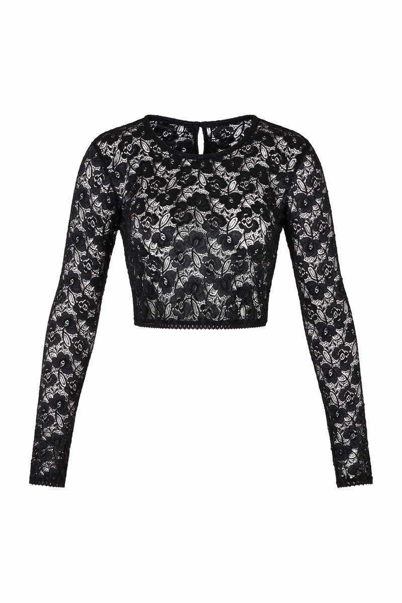 Mon Cheri XS / Black Long Sleeve Crop Top Black