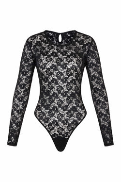 Mon Cheri XS / Black Long Sleeve Bodysuit White