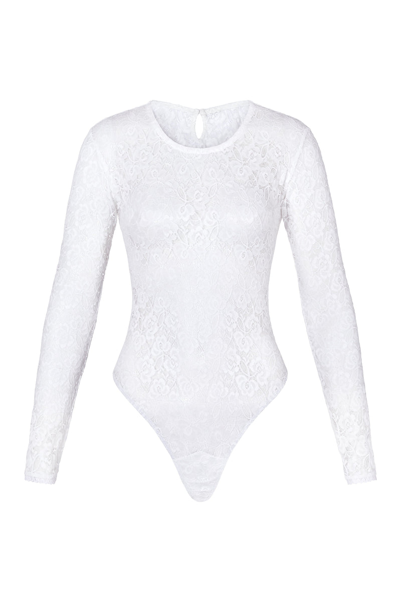 Mon Cheri XS / White Long Sleeve Bodysuit Black