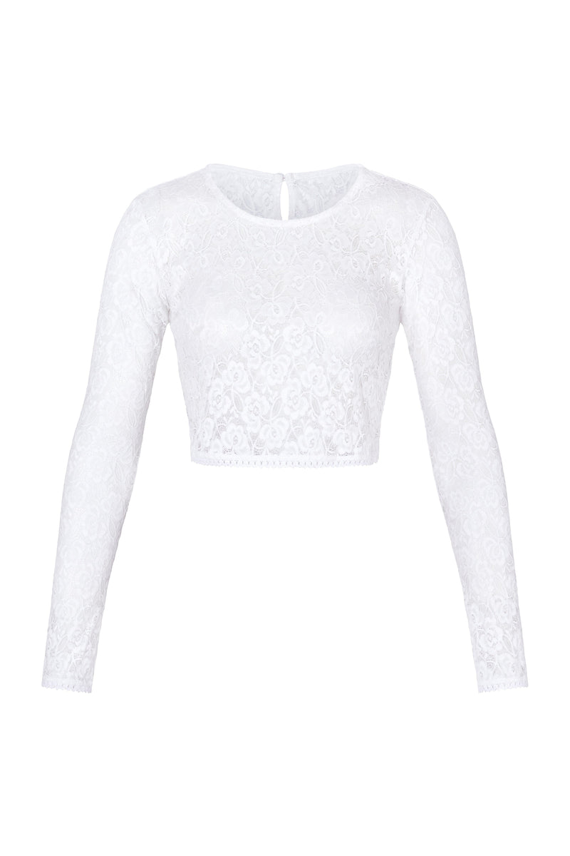 Mon Cheri XS / White Long Sleeve Crop Top Black